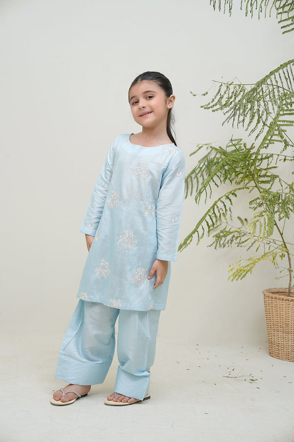 2-Piece Set chambray Blue  Embroidered Adda Sheep