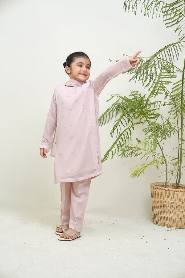 3-Piece Set Pink hand-Embroidered Sheep