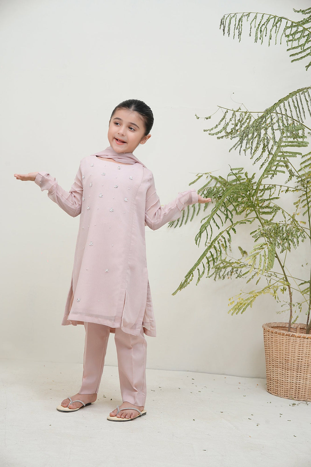 3-Piece Set Pink hand-Embroidered Sheep