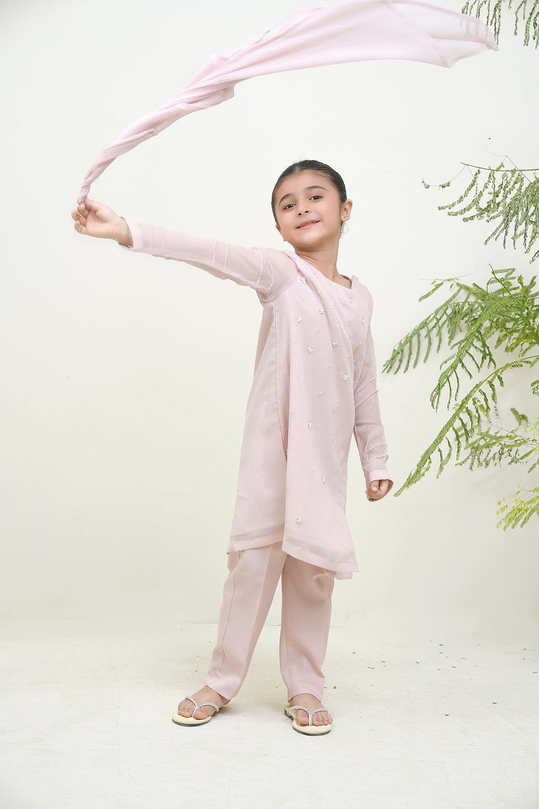 3-Piece Set Pink hand-Embroidered Sheep