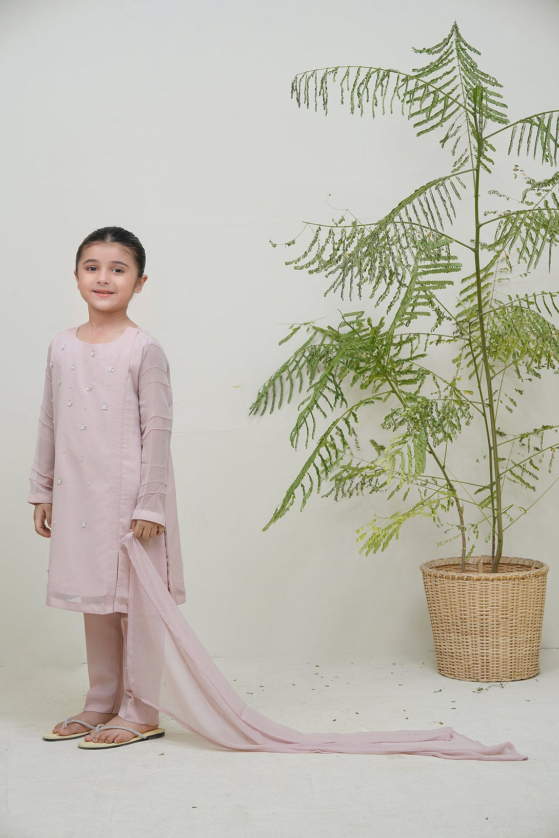 3-Piece Set Pink hand-Embroidered Sheep