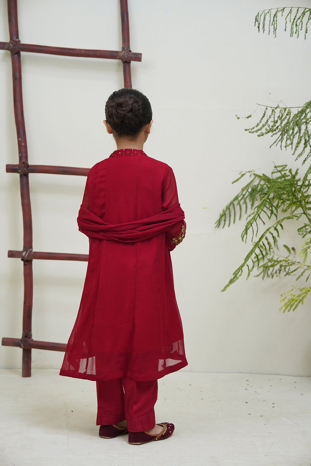 3-Piece Set Mahroon Embroidered Sheep