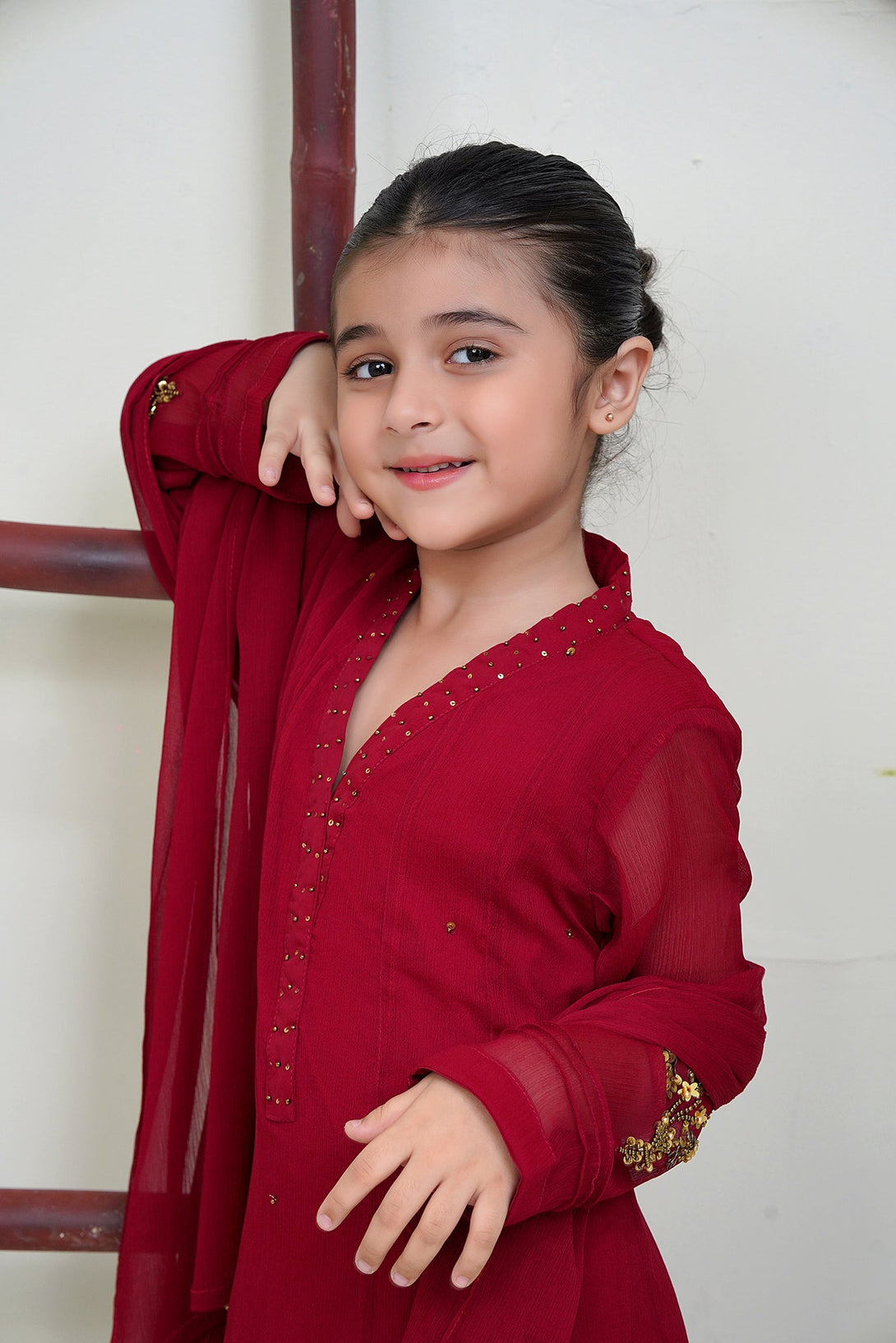 3-Piece Set Mahroon Embroidered Sheep