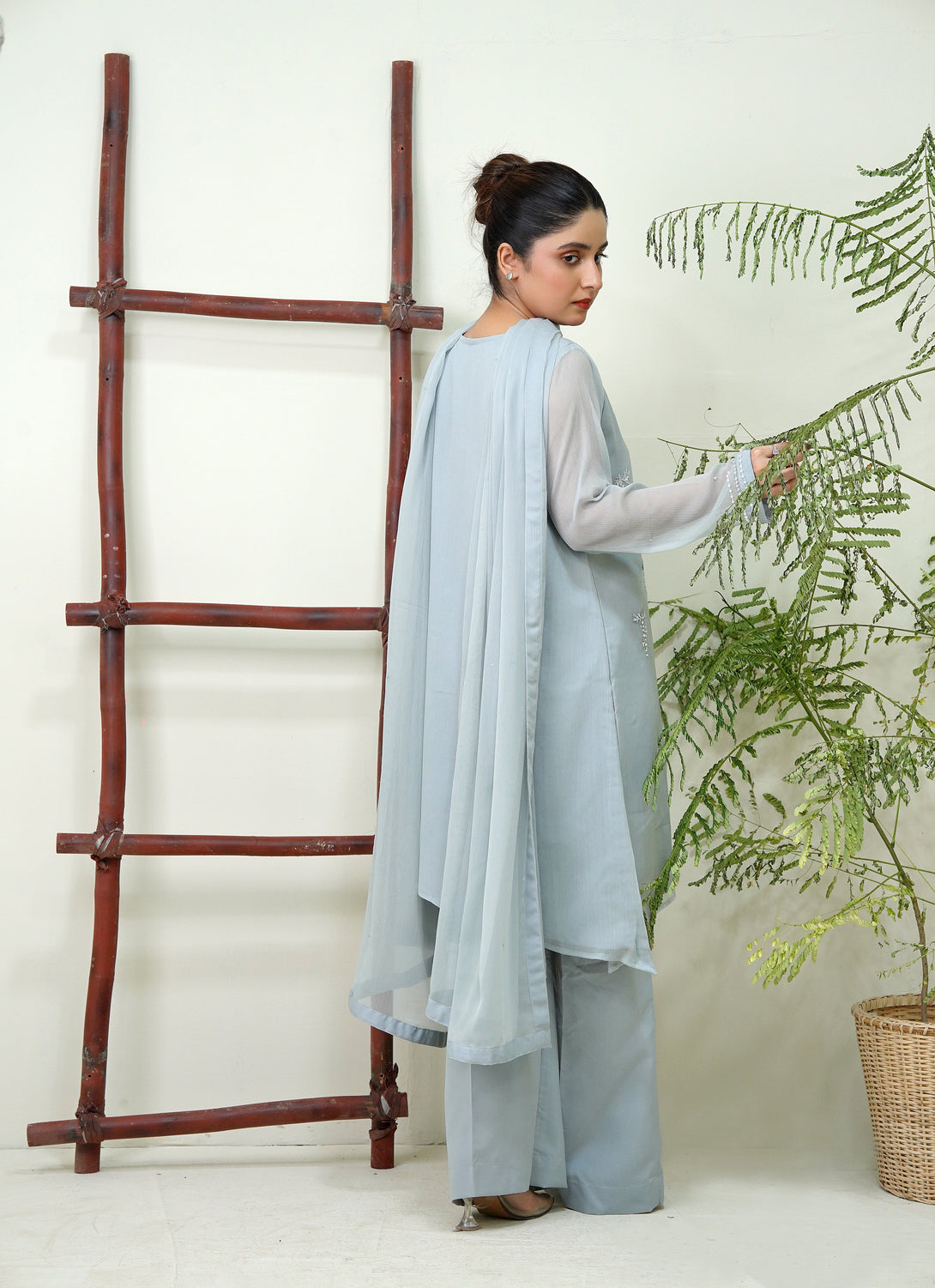 3-Piece Stitched Timeless Gray Hand-Embroidered Sheep