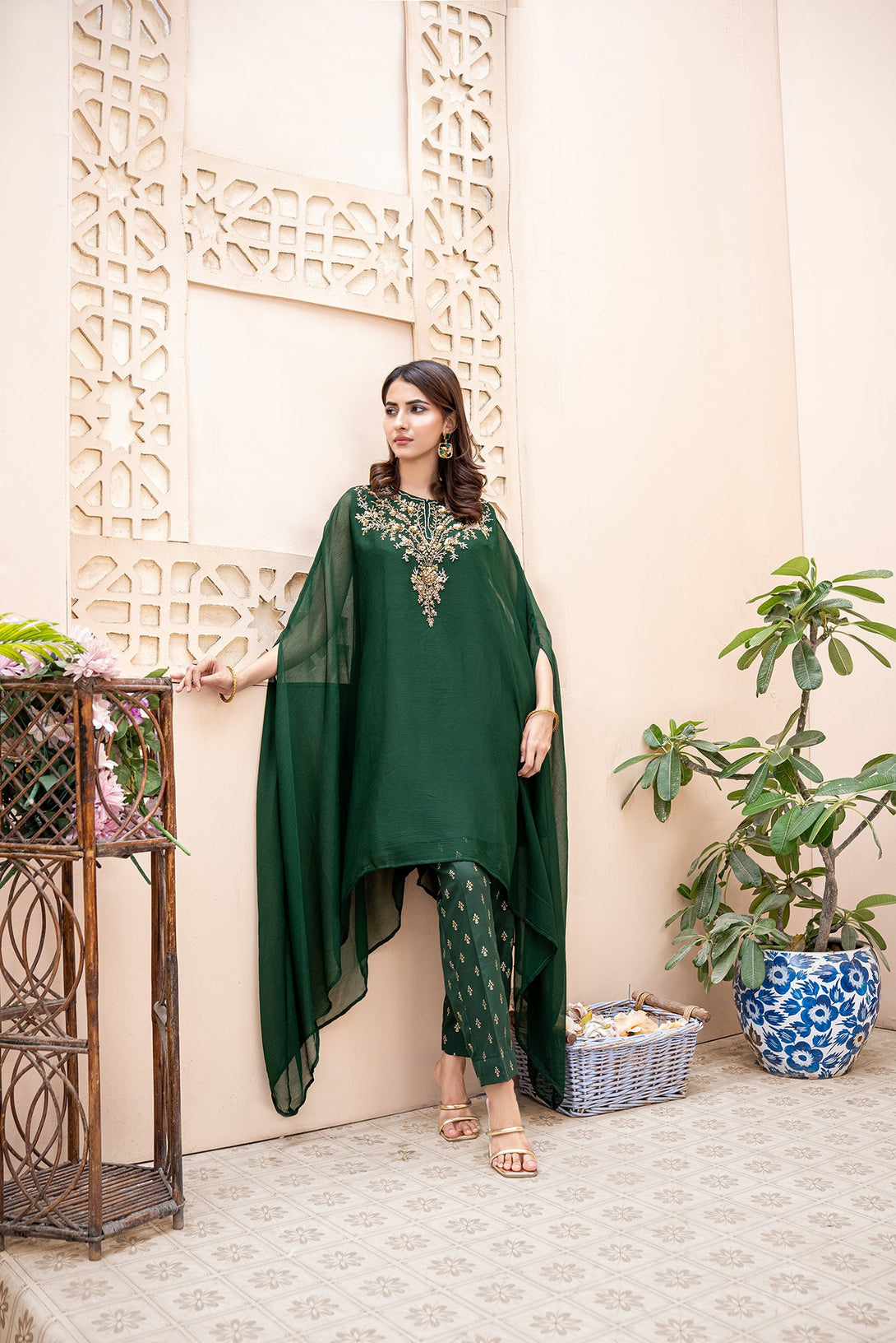 Classic Kai Green Embroidered stitched 2-piece Sheep