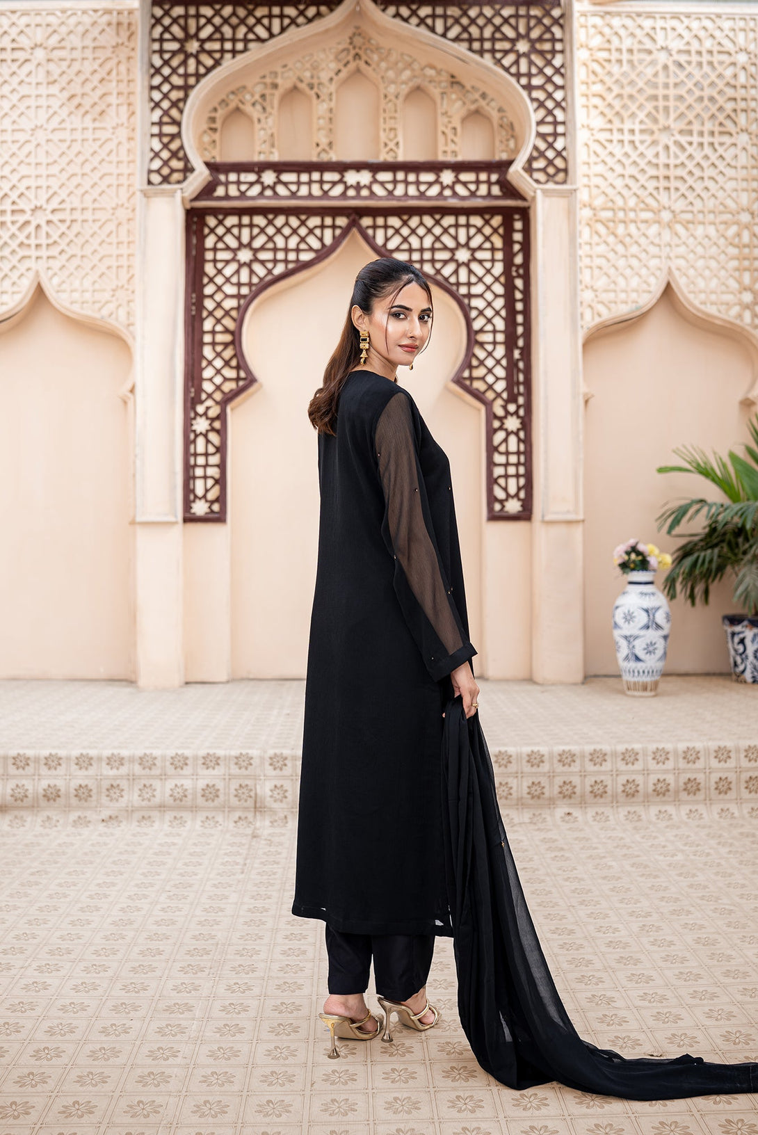 Classic Black Embroidered stitched 3-piece Sheep