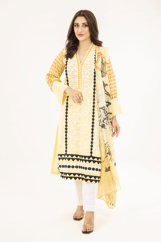 Screen printed shirt with dupatta